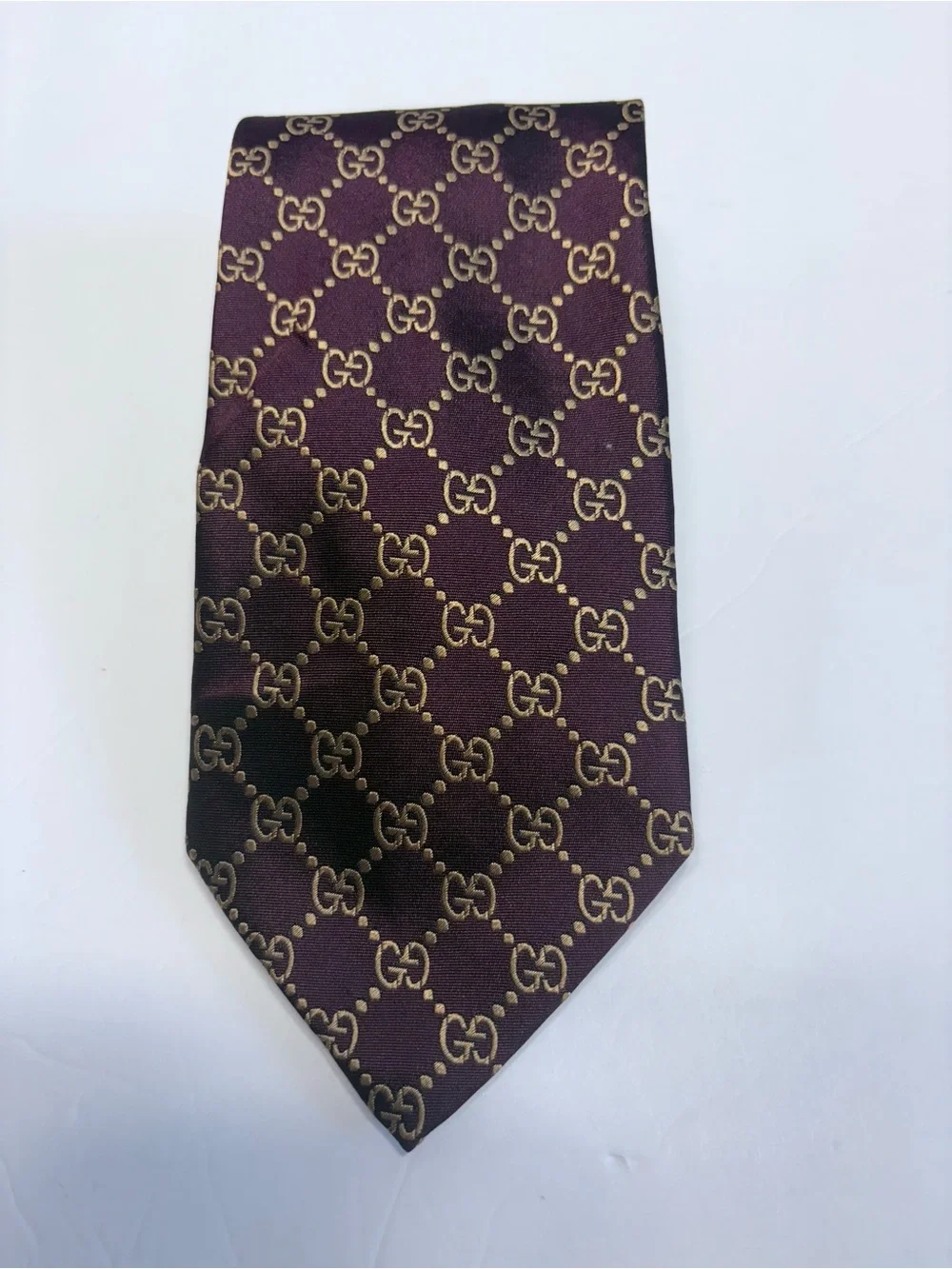 Gucci Burgundy GG Pattern Silk Tie